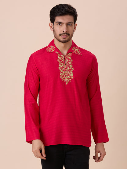 Mens Silk Resham Work Kurta