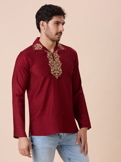 Mens Silk Resham Work Kurta