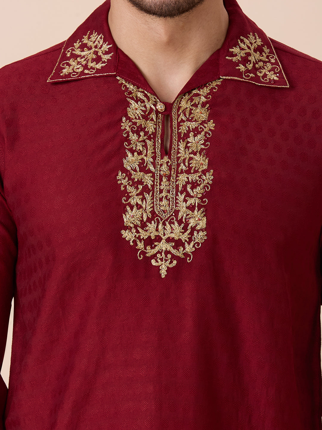 Mens Silk Resham Work Kurta - Roop Darshan