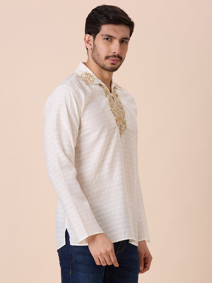 Mens Silk Resham Work Kurta