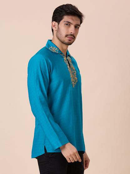 Mens Silk Resham Work Kurta