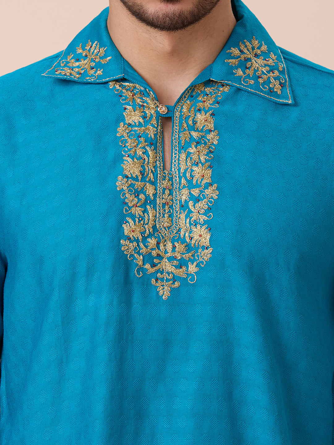 Mens Silk Resham Work Kurta