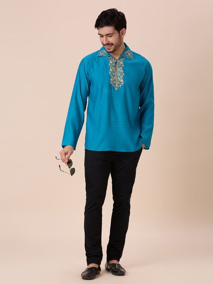 Mens Silk Resham Work Kurta