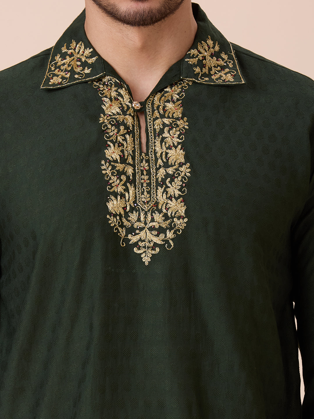 Mens Silk Resham Work Kurta - Roop Darshan