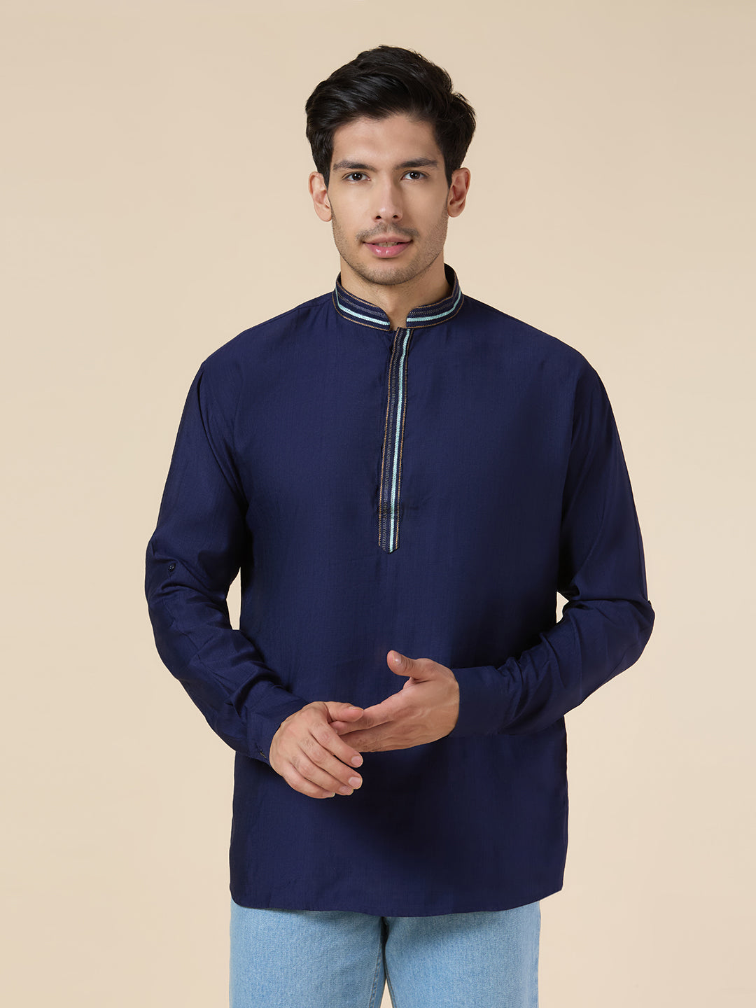 Mens Silk Resham Work Kurta - Roop Darshan