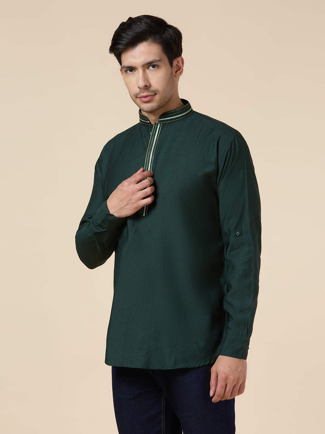 Mens Silk Resham Work Kurta - Roop Darshan