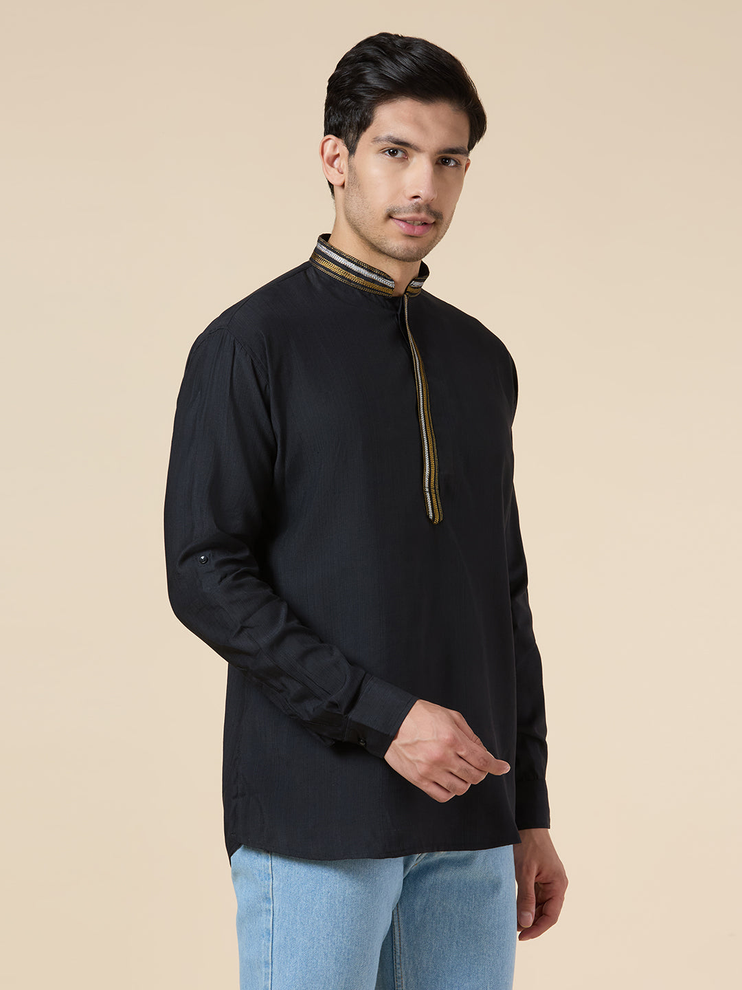 Mens Silk Resham Work Kurta - Roop Darshan