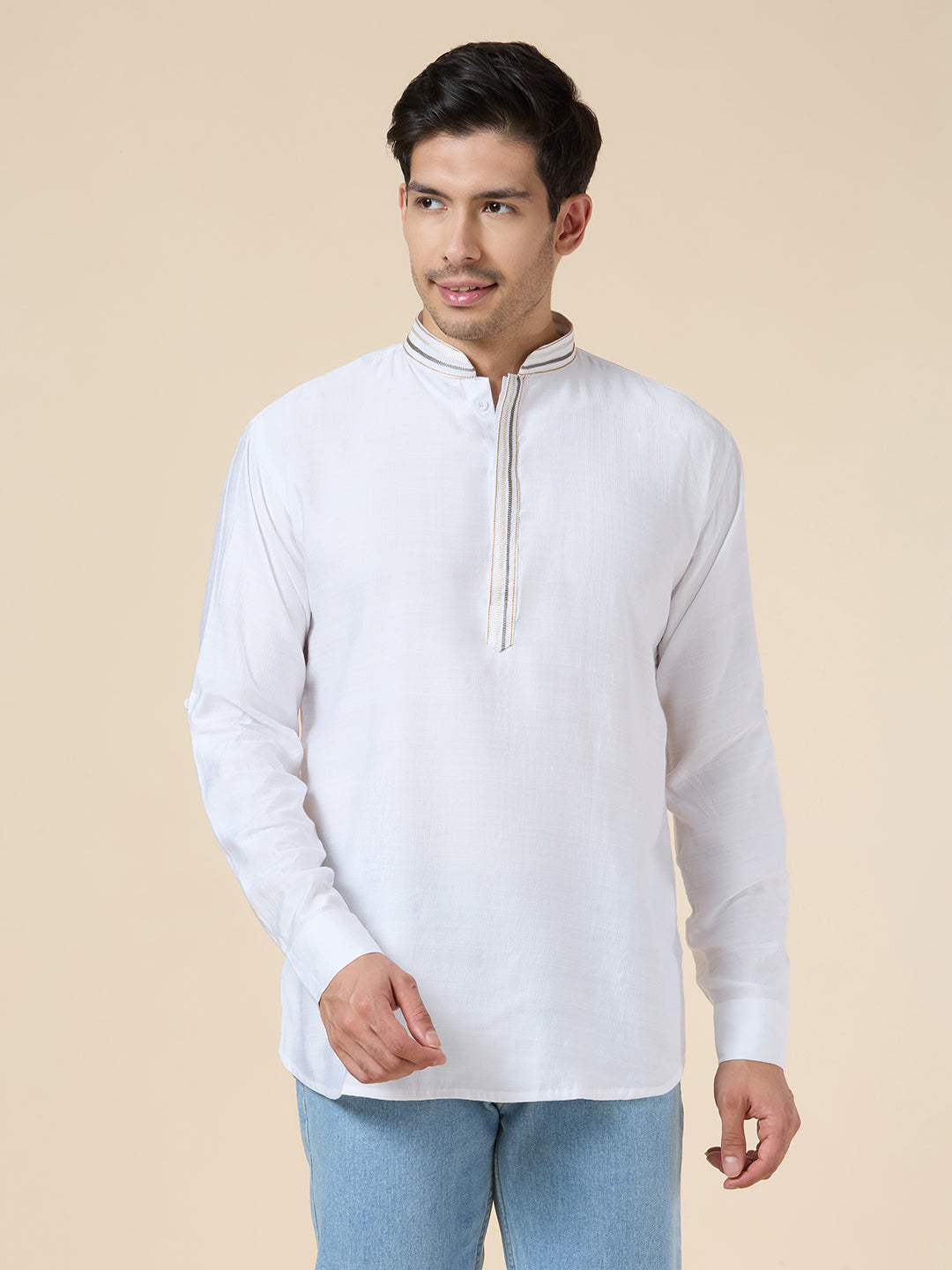 Mens Silk Resham Work Kurta - Roop Darshan
