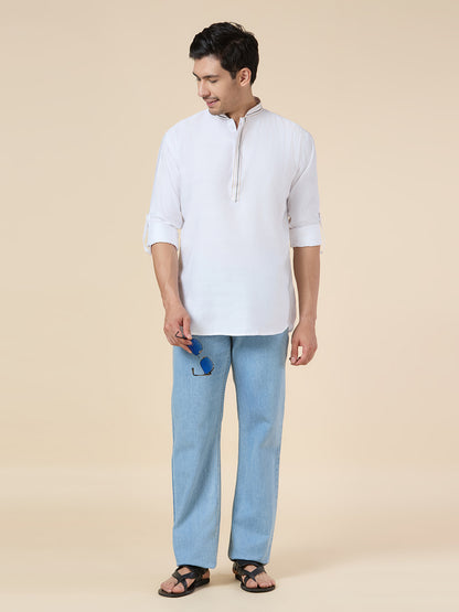 Mens Silk Resham Work Kurta - Roop Darshan