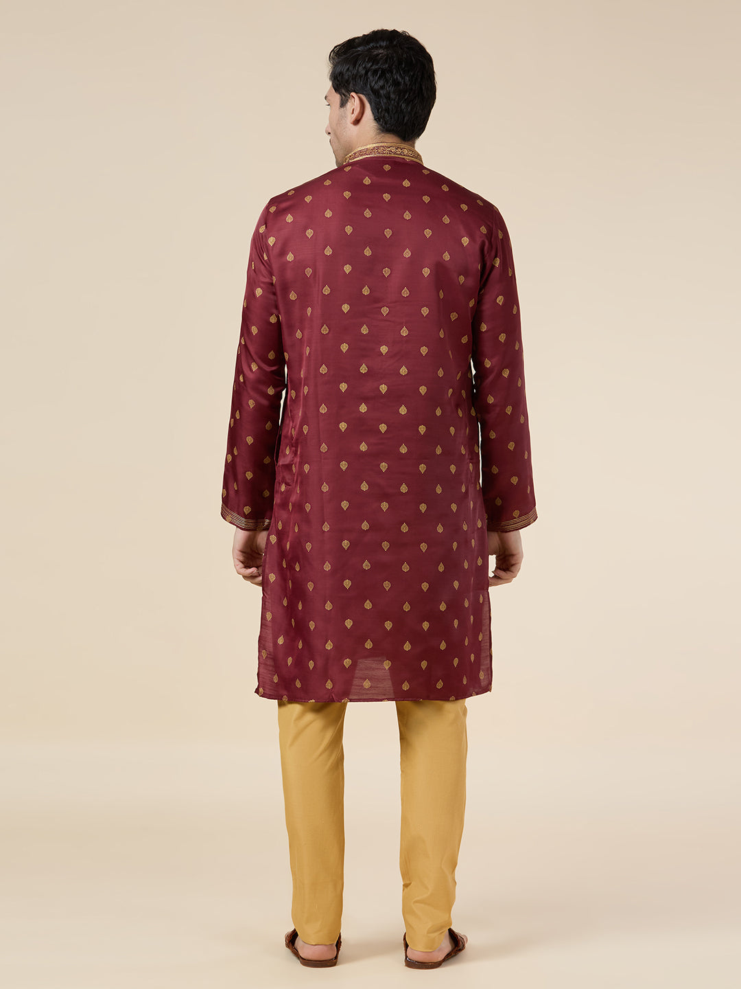 Mens Silk Printed Kurta Set