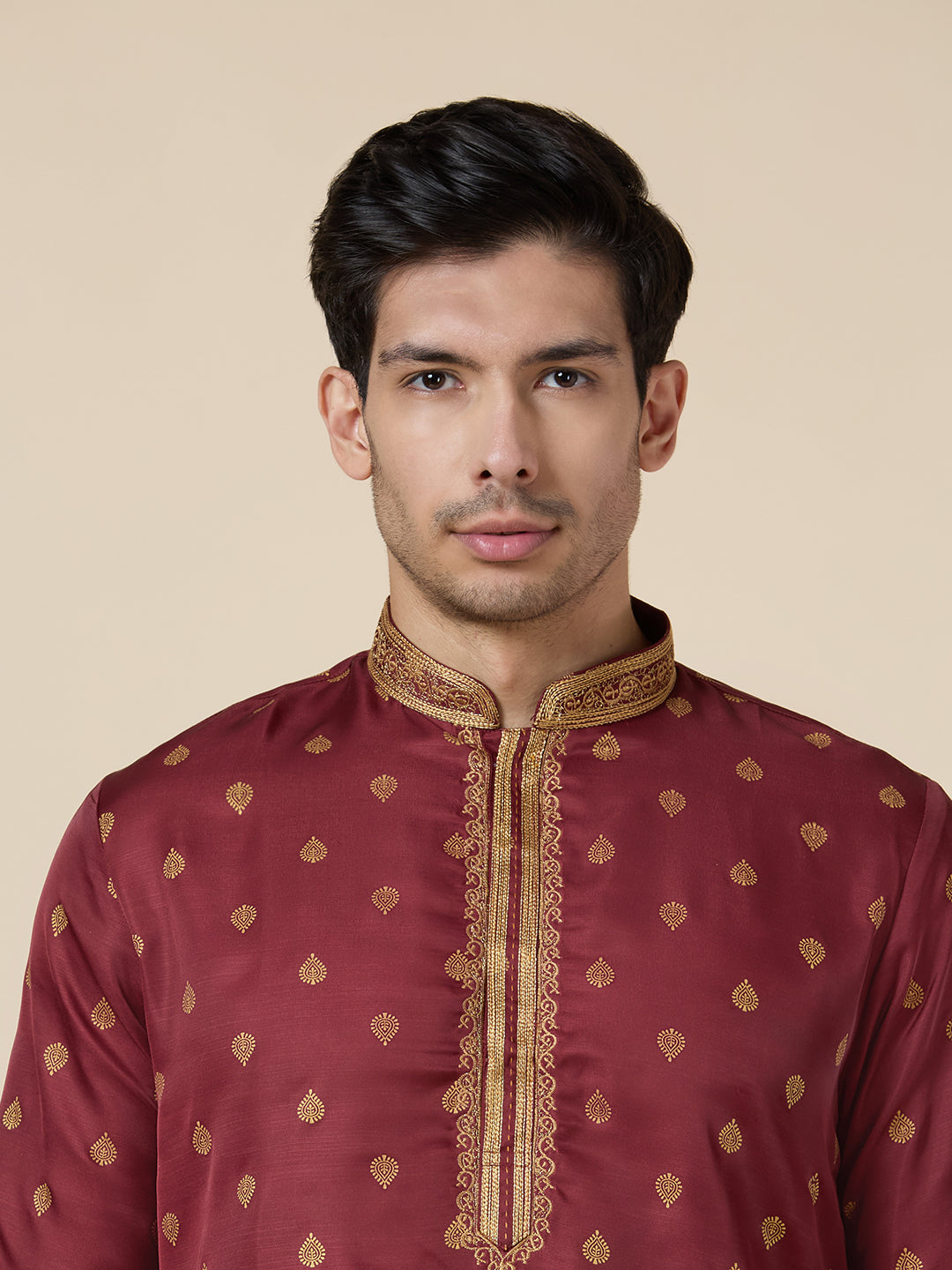 Mens Silk Printed Kurta Set