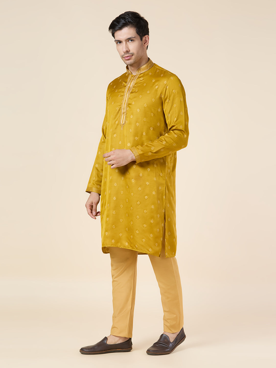 Mens Silk Printed Kurta Set
