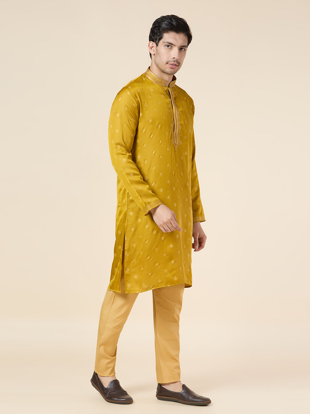 Mens Silk Printed Kurta Set - Roop Darshan