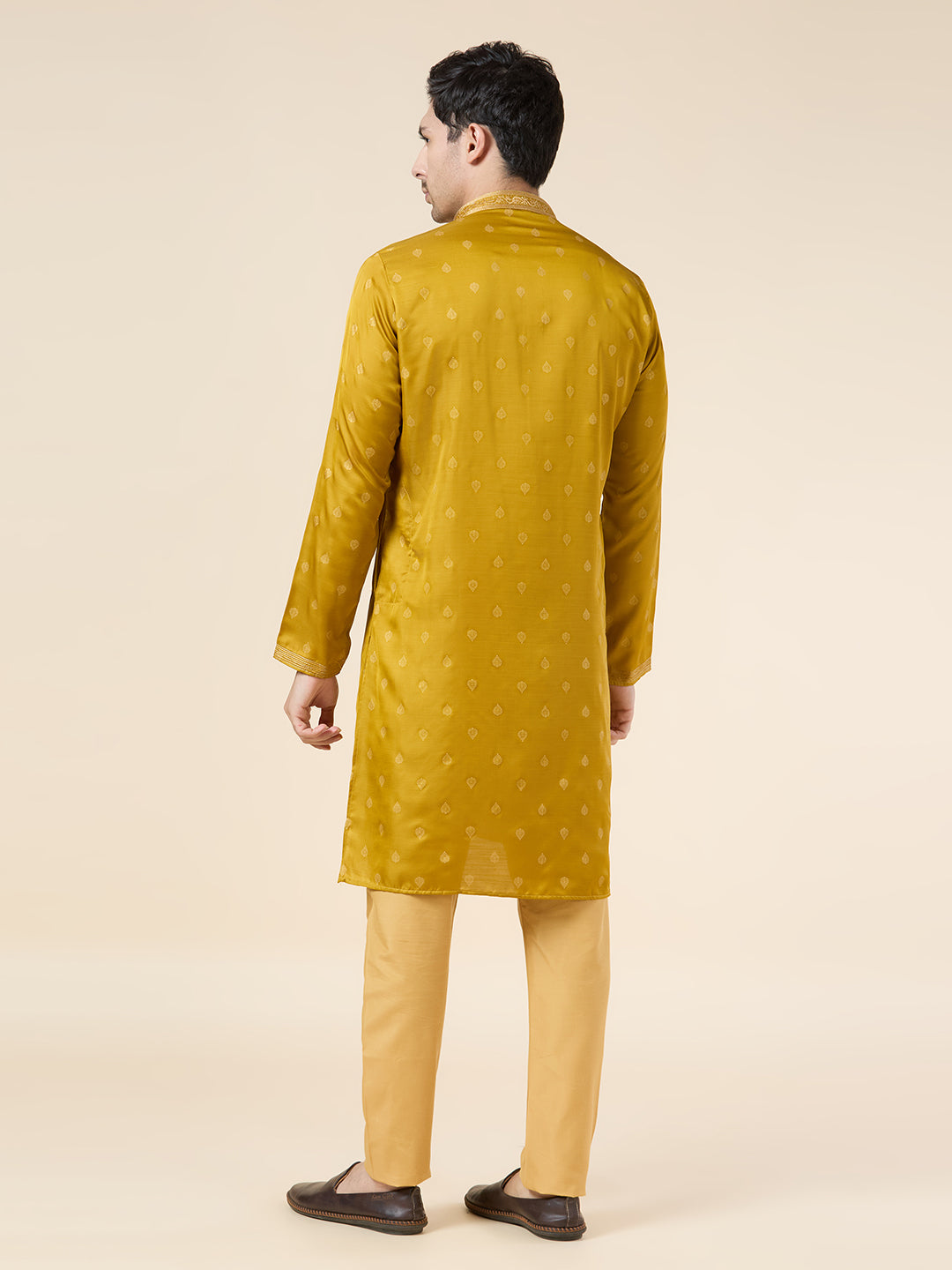 Mens Silk Printed Kurta Set - Roop Darshan