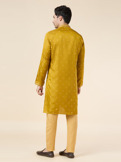 Mens Silk Printed Kurta Set