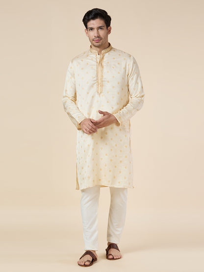 Mens Silk Printed Kurta Set