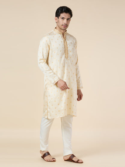 Mens Silk Printed Kurta Set