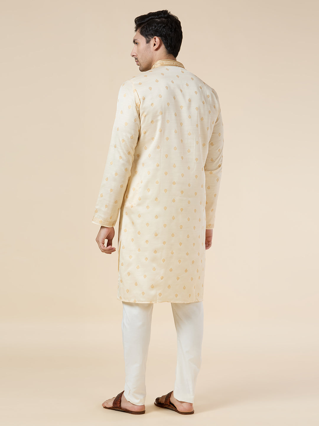 Mens Silk Printed Kurta Set - Roop Darshan