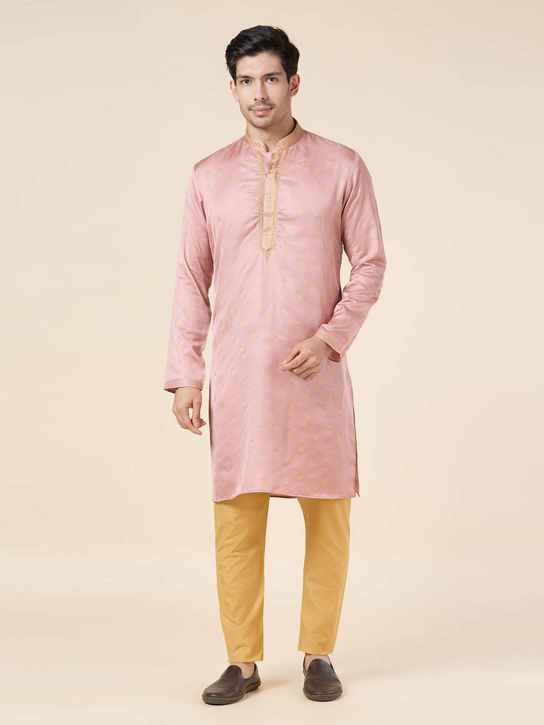 Mens Silk Printed Kurta Set - Roop Darshan