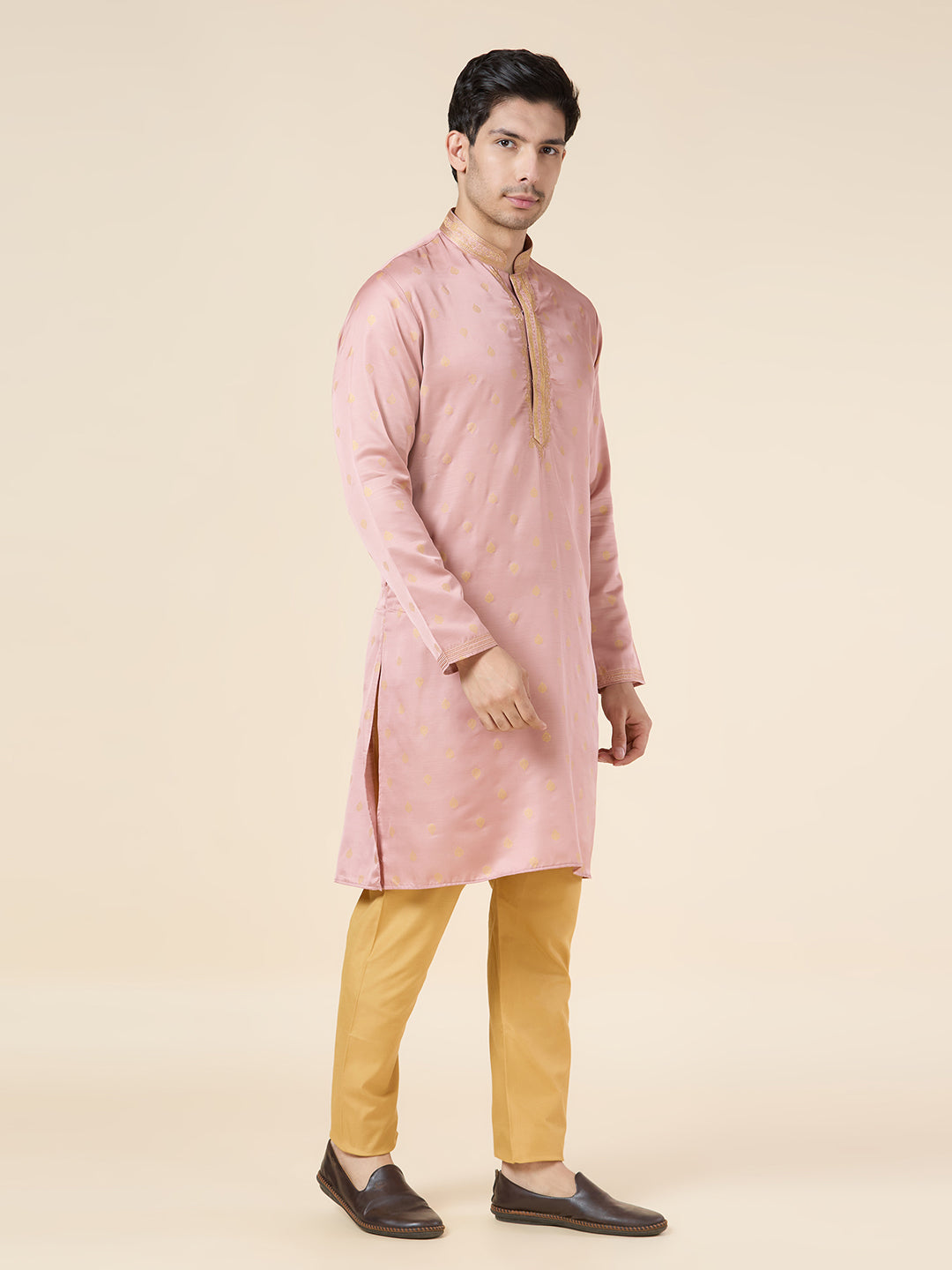 Mens Silk Printed Kurta Set - Roop Darshan
