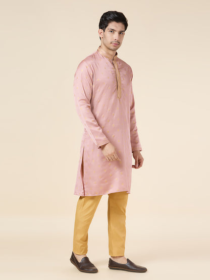 Mens Silk Printed Kurta Set