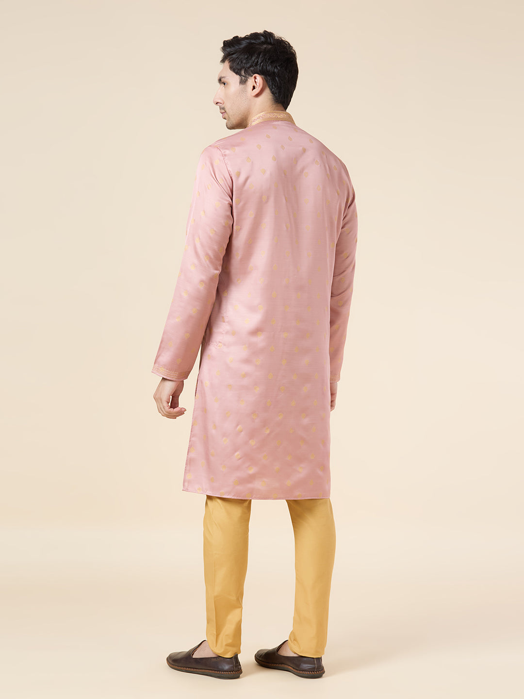 Mens Silk Printed Kurta Set