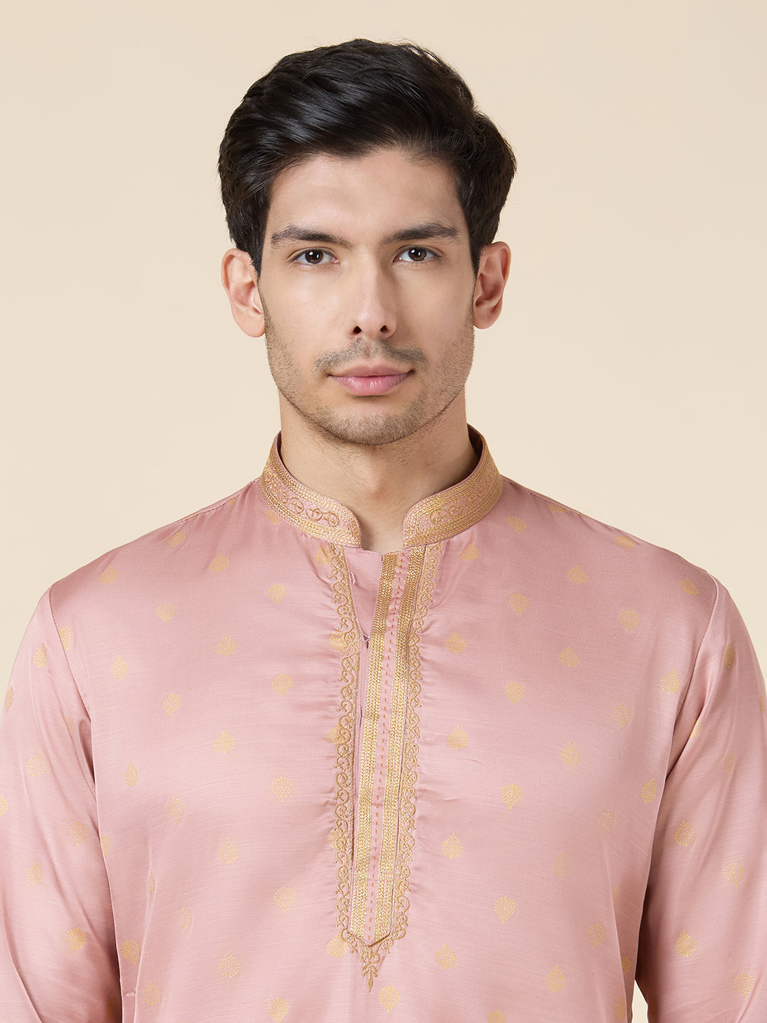 Mens Silk Printed Kurta Set - Roop Darshan
