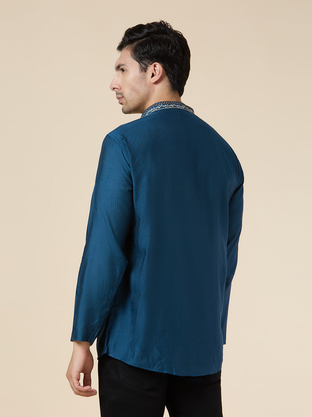 Mens Silk Resham Embroidered Work Kurta - Roop Darshan
