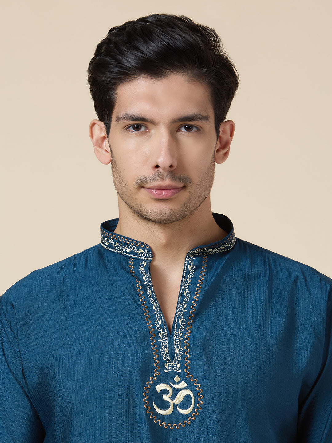 Mens Silk Resham Embroidered Work Kurta - Roop Darshan