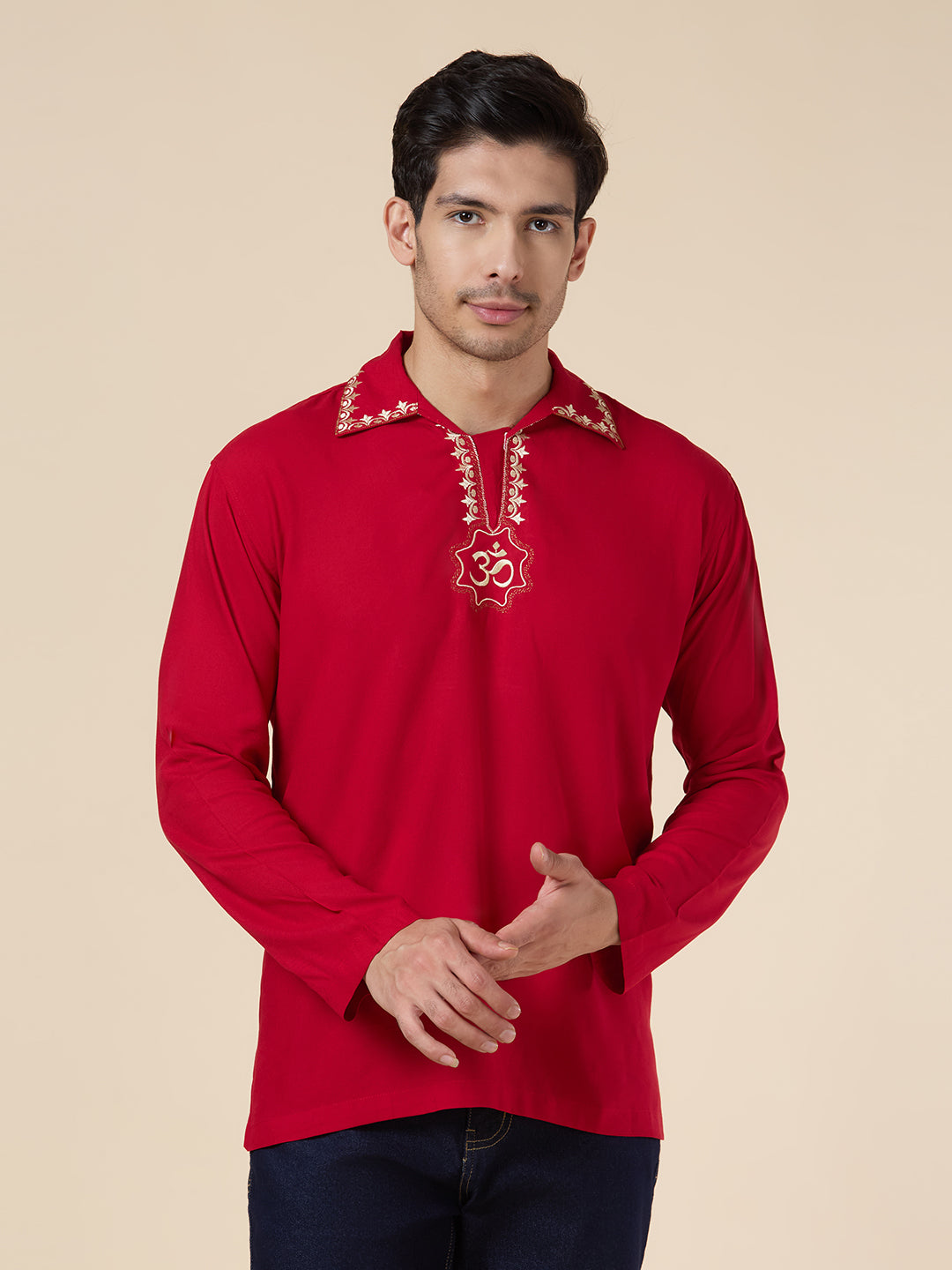 Mens Silk Resham Embroidered Work Kurta - Roop Darshan