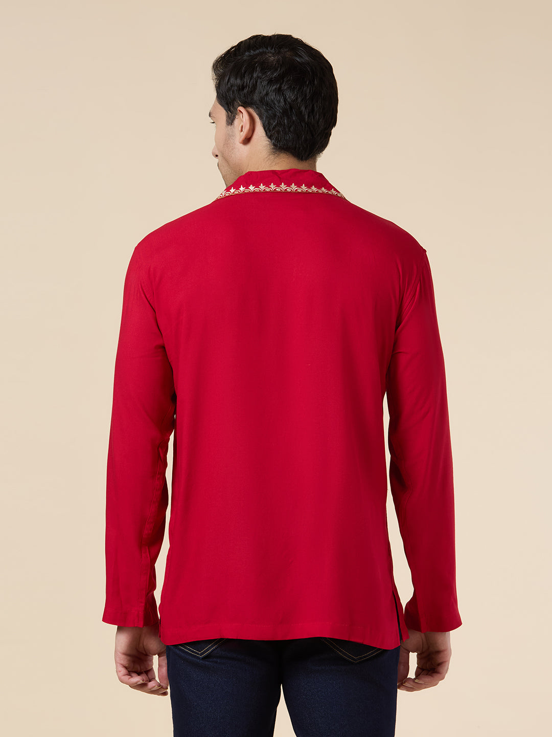 Mens Silk Resham Embroidered Work Kurta - Roop Darshan