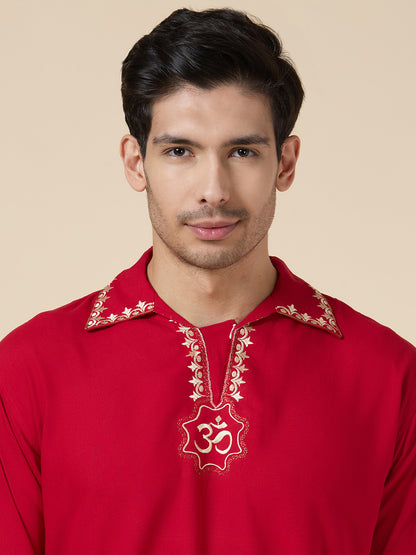 Mens Silk Resham Embroidered Work Kurta - Roop Darshan