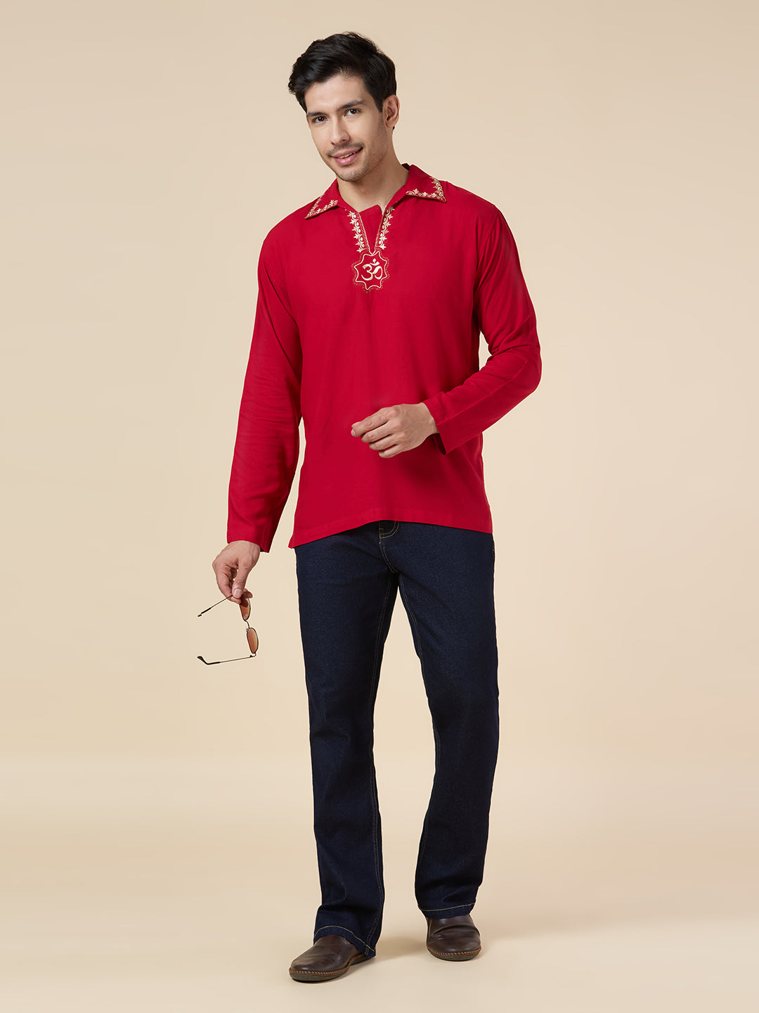 Mens Silk Resham Embroidered Work Kurta - Roop Darshan