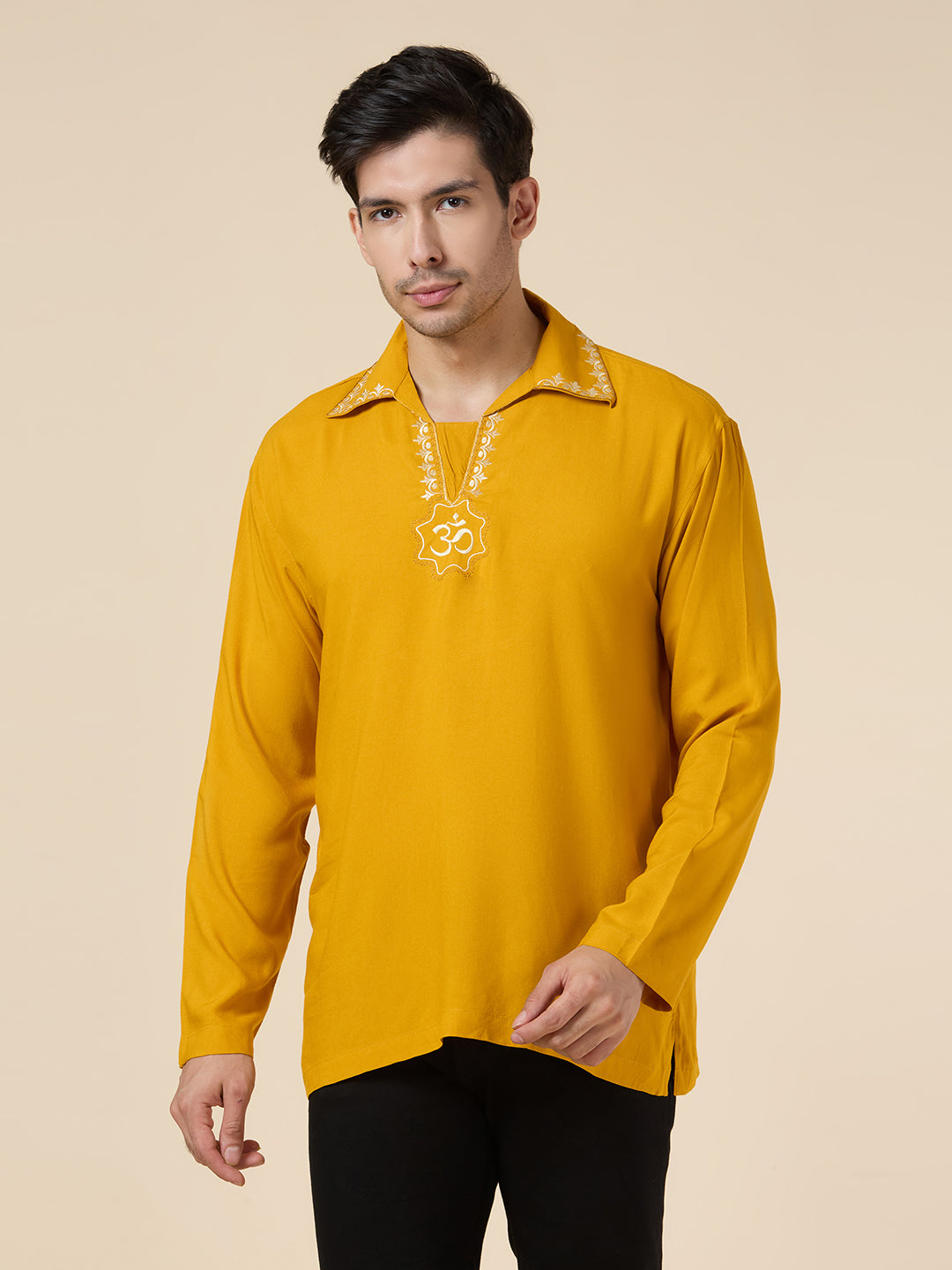 Mens Silk Resham Embroidered Work Kurta - Roop Darshan