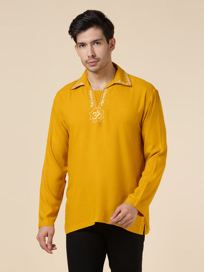 Mens Silk Resham Embroidered Work Kurta - Roop Darshan