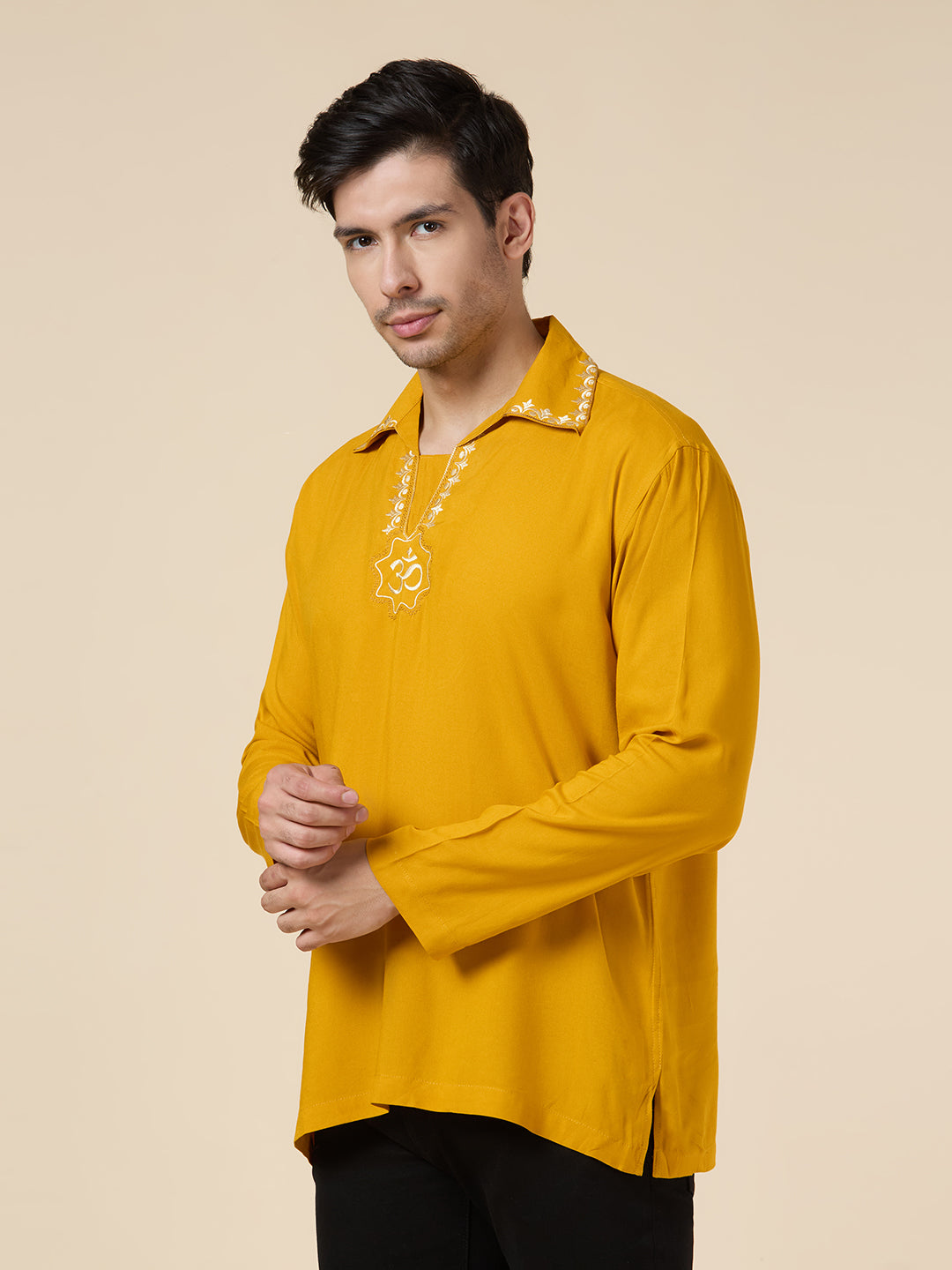 Mens Silk Resham Embroidered Work Kurta - Roop Darshan