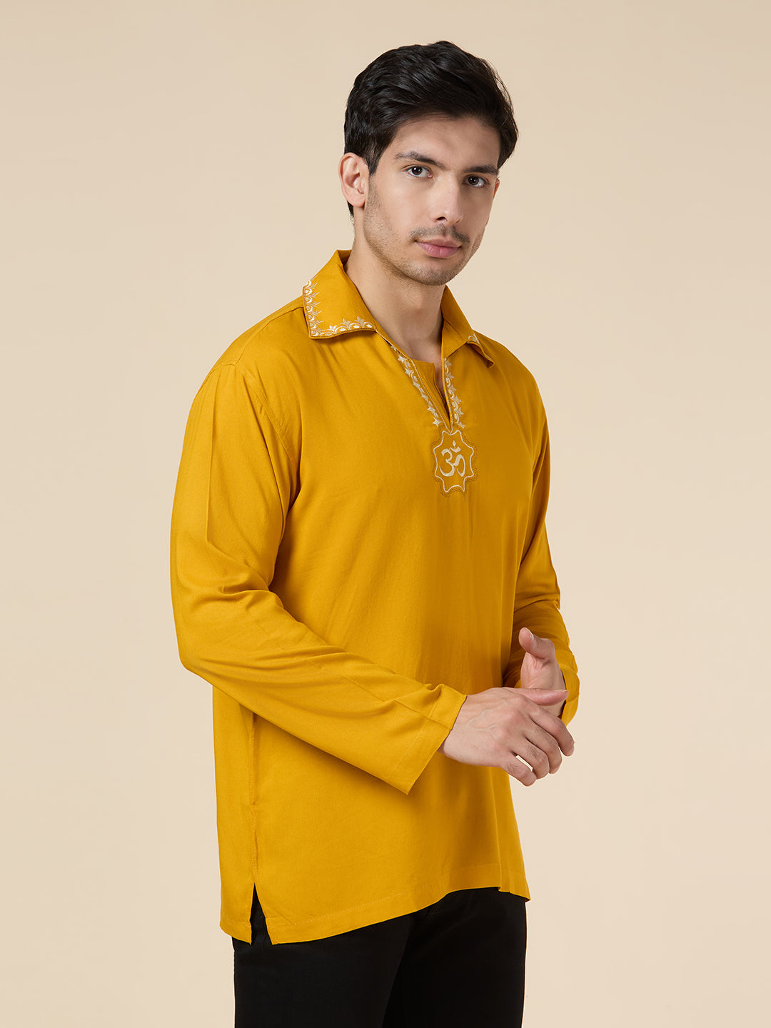 Mens Silk Resham Embroidered Work Kurta - Roop Darshan