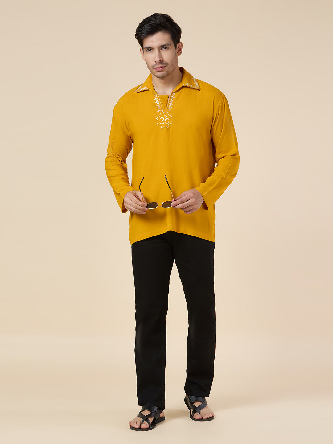 Mens Silk Resham Embroidered Work Kurta - Roop Darshan