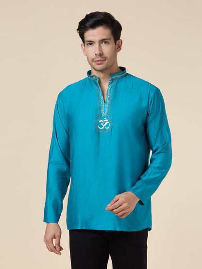 Mens Silk Resham Embroidered Work Kurta - Roop Darshan