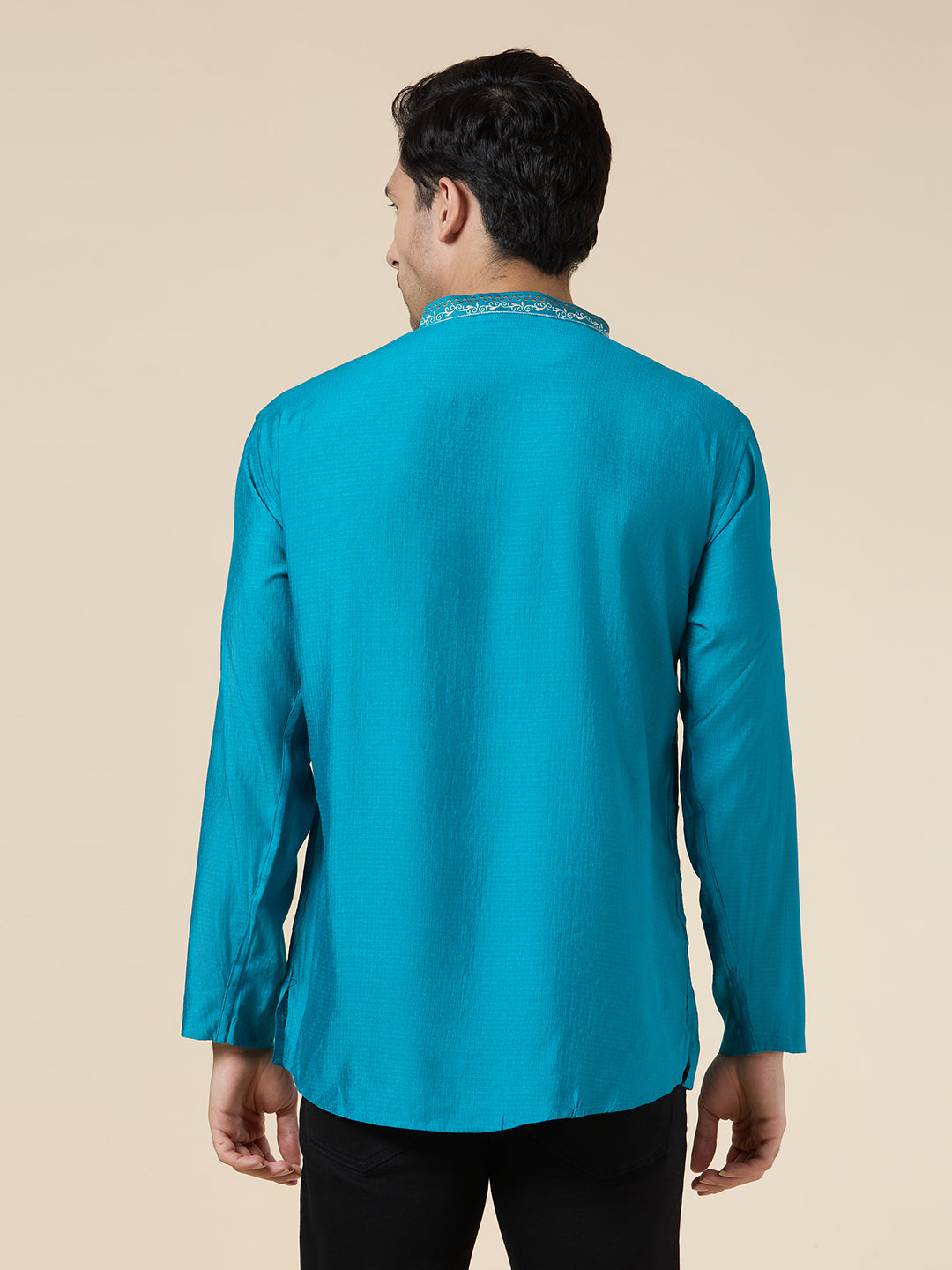 Mens Silk Resham Embroidered Work Kurta - Roop Darshan