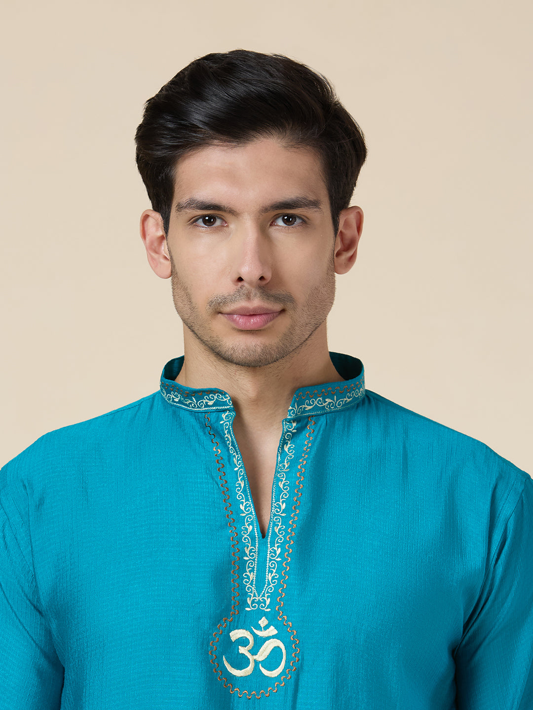 Mens Silk Resham Embroidered Work Kurta - Roop Darshan