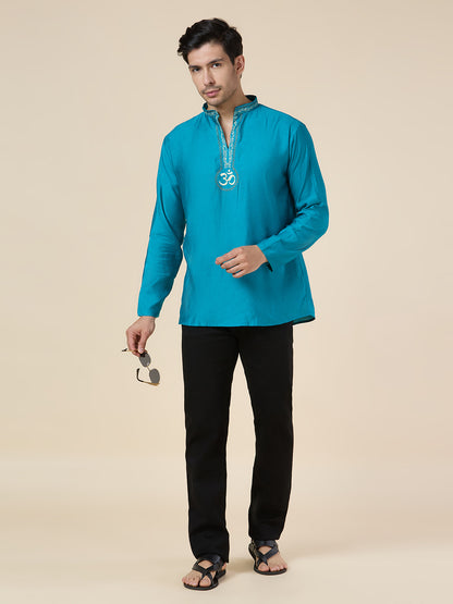 Mens Silk Resham Embroidered Work Kurta - Roop Darshan