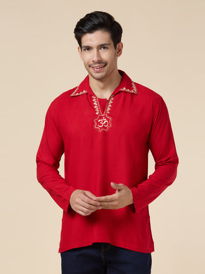 Mens Silk Resham Embroidered Work Kurta - Roop Darshan