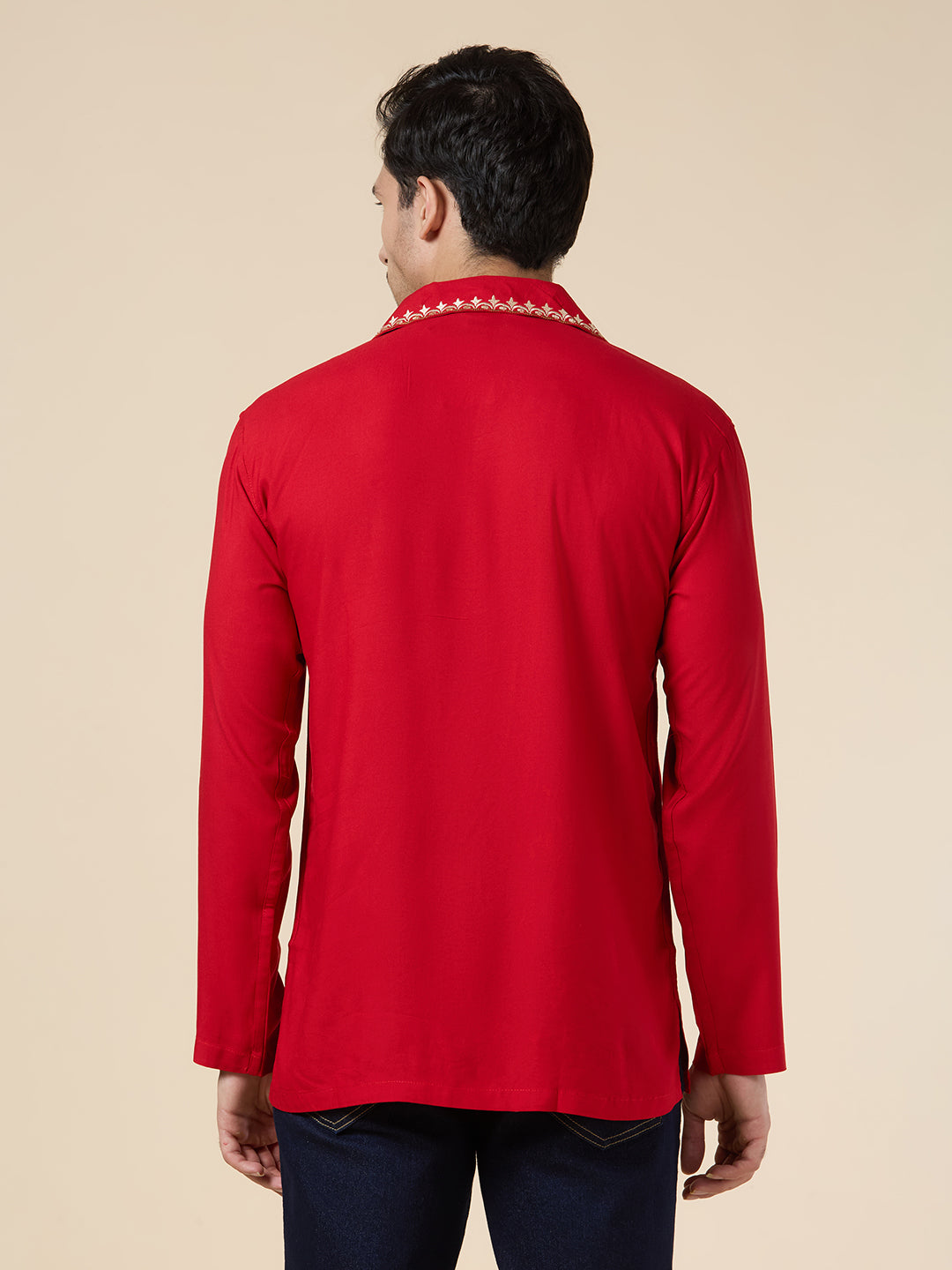 Mens Silk Resham Embroidered Work Kurta - Roop Darshan