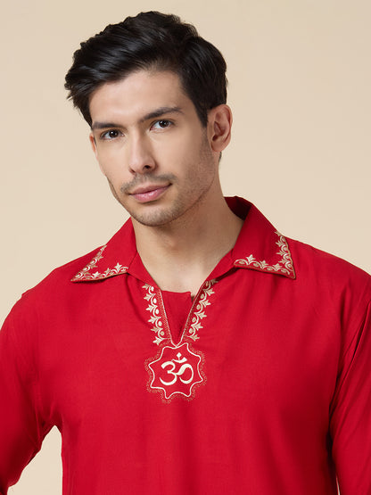 Mens Silk Resham Embroidered Work Kurta - Roop Darshan