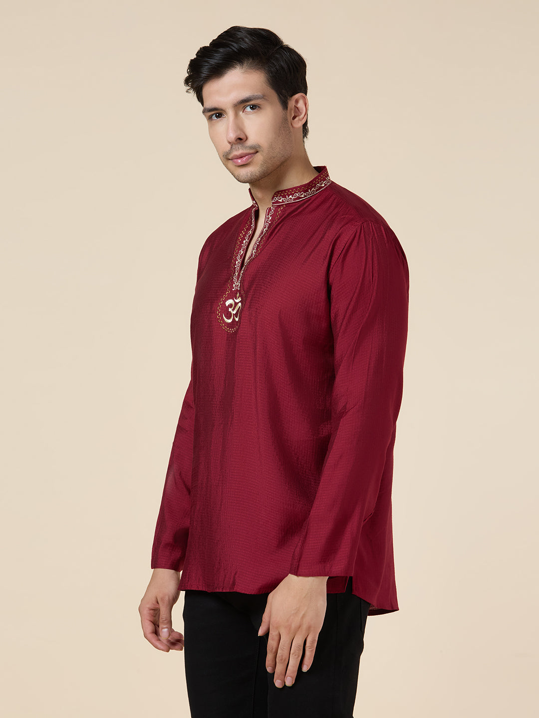 Mens Silk Resham Embroidered Work Kurta - Roop Darshan