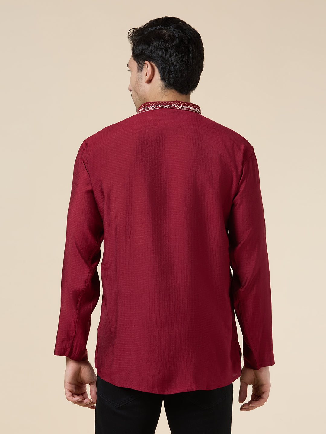 Mens Silk Resham Embroidered Work Kurta - Roop Darshan