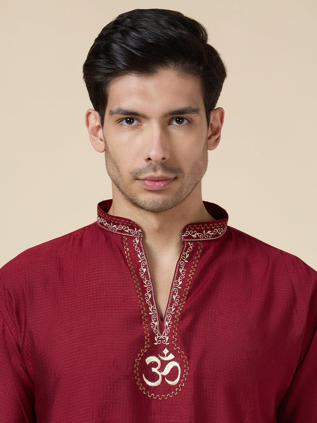 Mens Silk Resham Embroidered Work Kurta - Roop Darshan