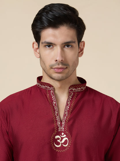 Mens Silk Resham Embroidered Work Kurta - Roop Darshan