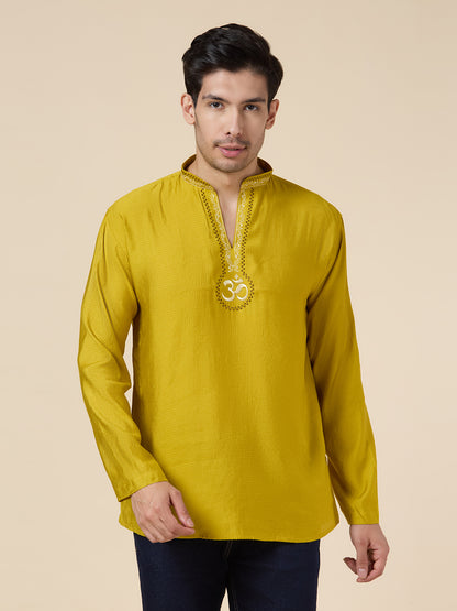 Mens Silk Resham Embroidered Work Kurta - Roop Darshan
